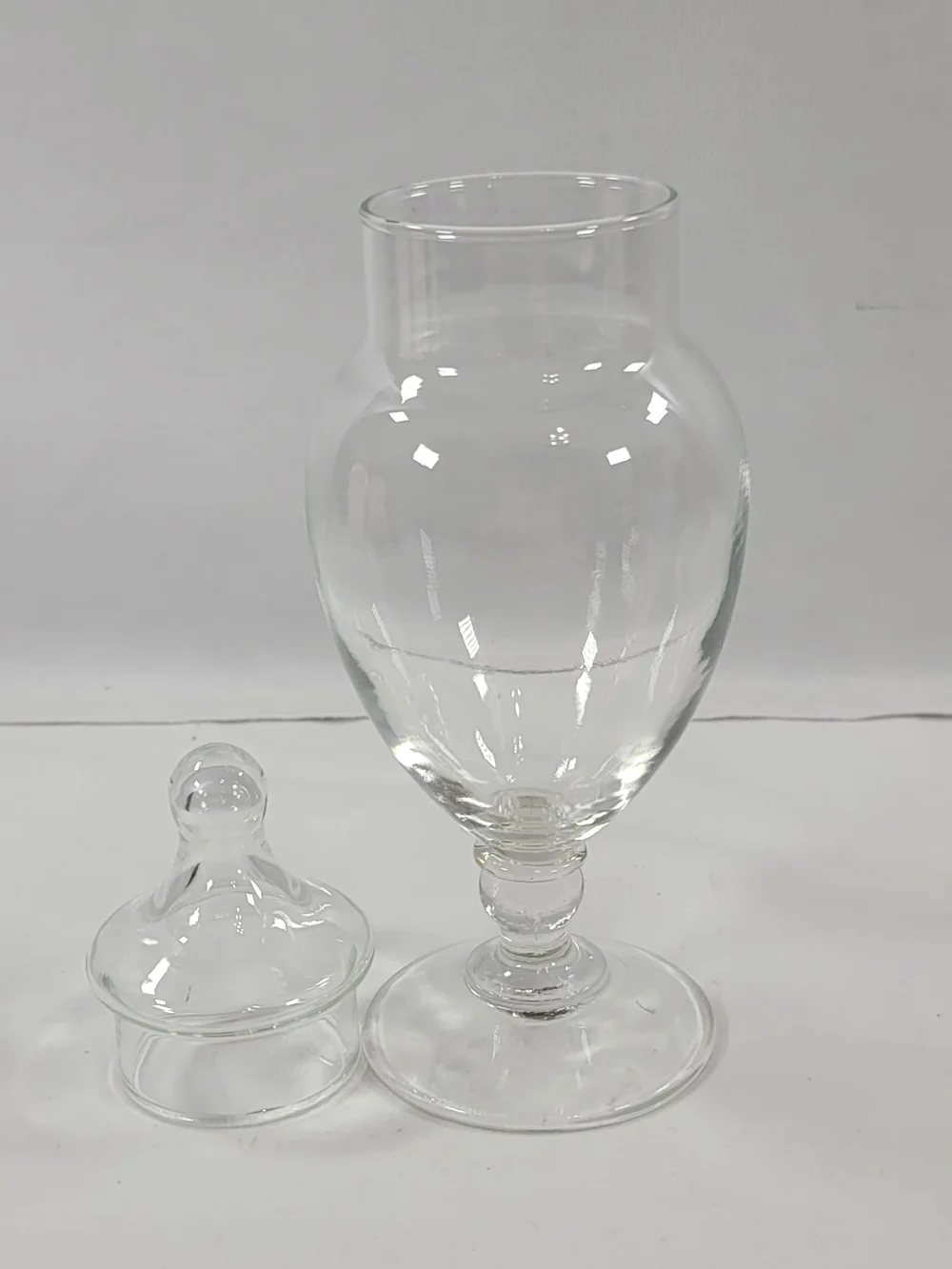 Vintage Footed Clear Glass Apothecary Jar 8